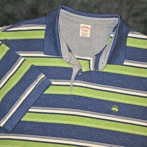 Brooks Brothers Performance Polo Men's XL Blue Green Striped 100% Cotton Shirt
